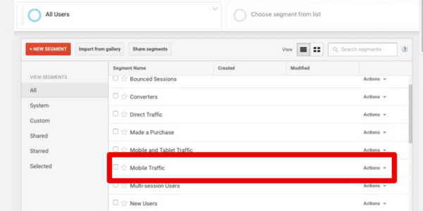 Passo 3: cliccare per scegliere di aggiungere il traffico mobile al rapporto di Google Analytics