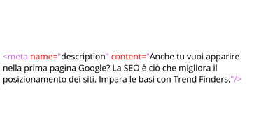 Codice Meta descrizione articolo Trend Finders