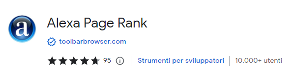 Estenzione di Page Rank in Google Chrome: Alexa Page Rank